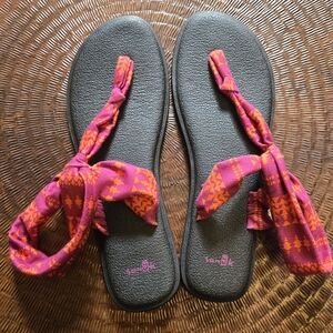 Colorful Sanuk Sandals with Pink and Orange Straps